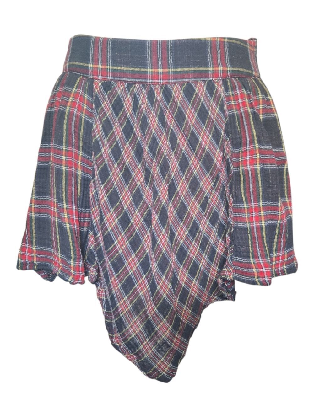 Xhilaration Asymmetrical Plaid Handkerchief Hem Skirt - M